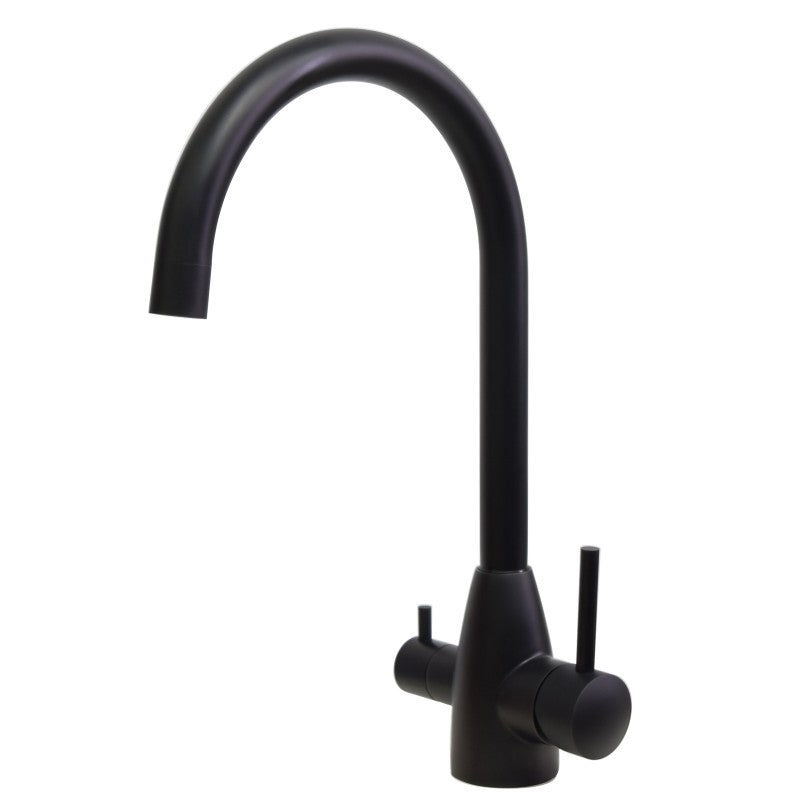 Black 3 Way Pure Drinking Water Hot & Cold Swivel Spout Kitchen Mixer