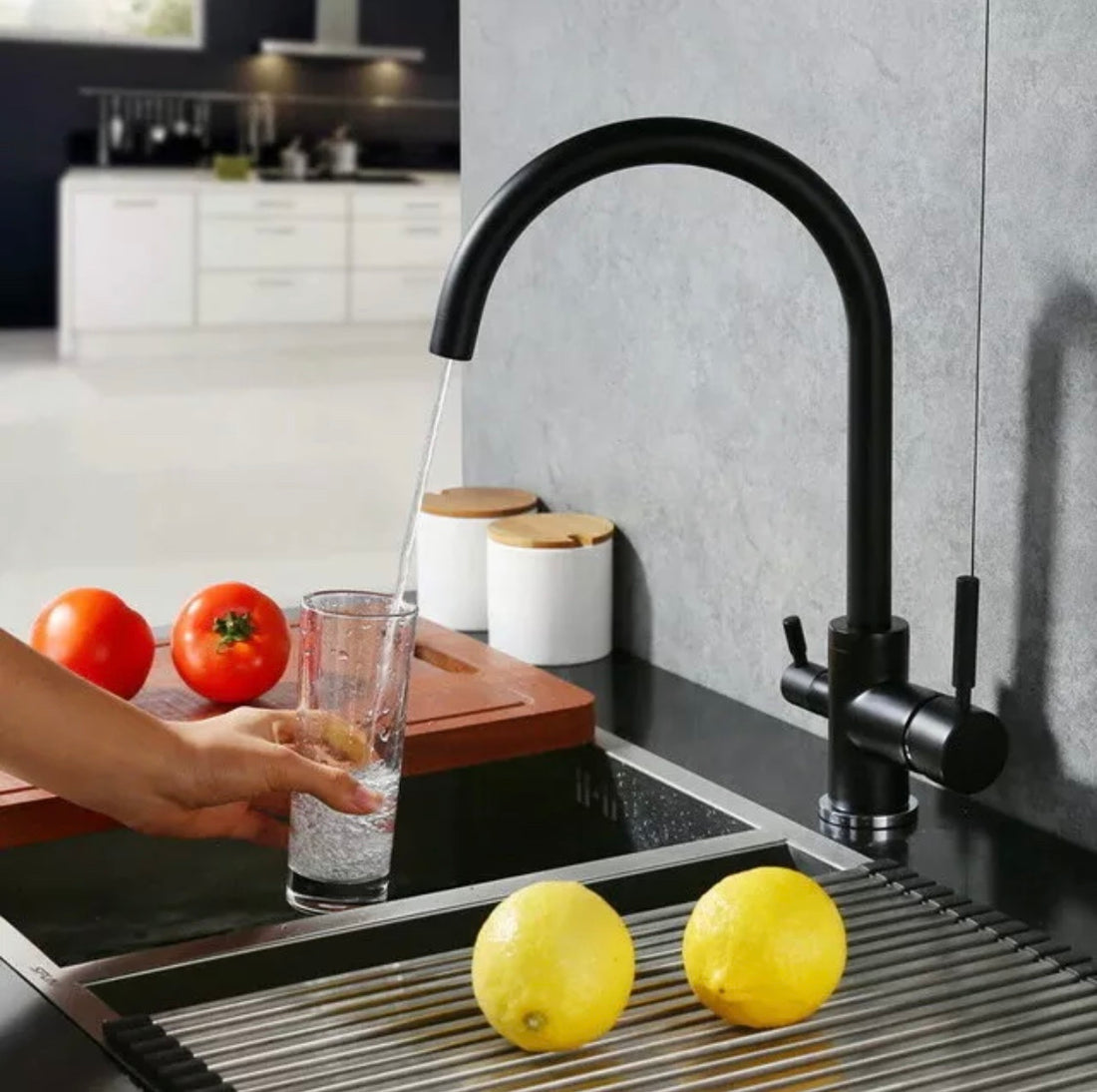 3 Way Kitchen Faucet Rotating Hot And Cold Water Multifunctional Brass Kitchen Sink Faucet Black - View #10